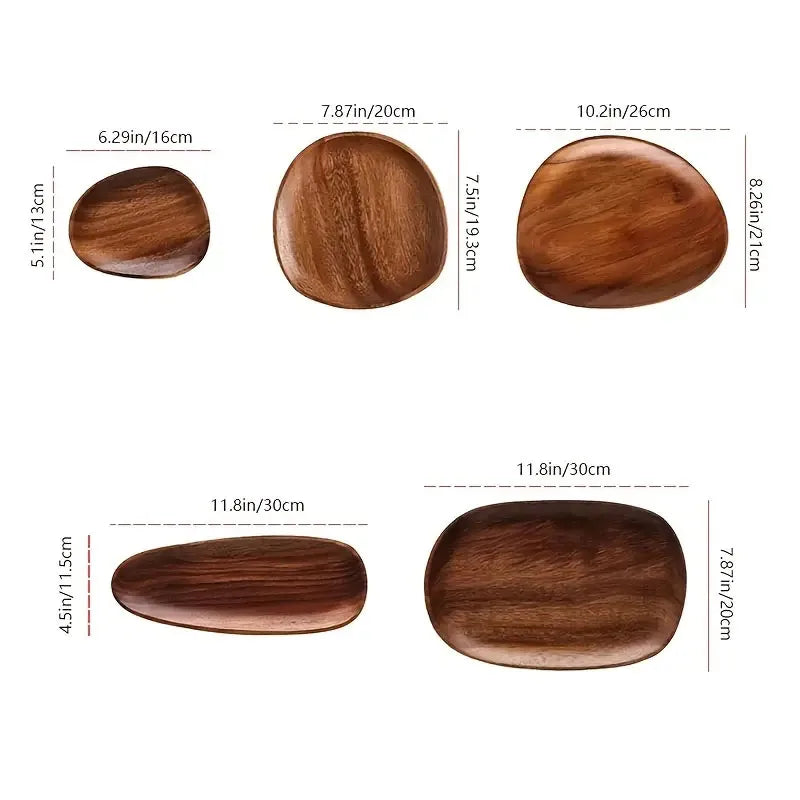 KEMORELA Solid Wood Serving Plates and Trays