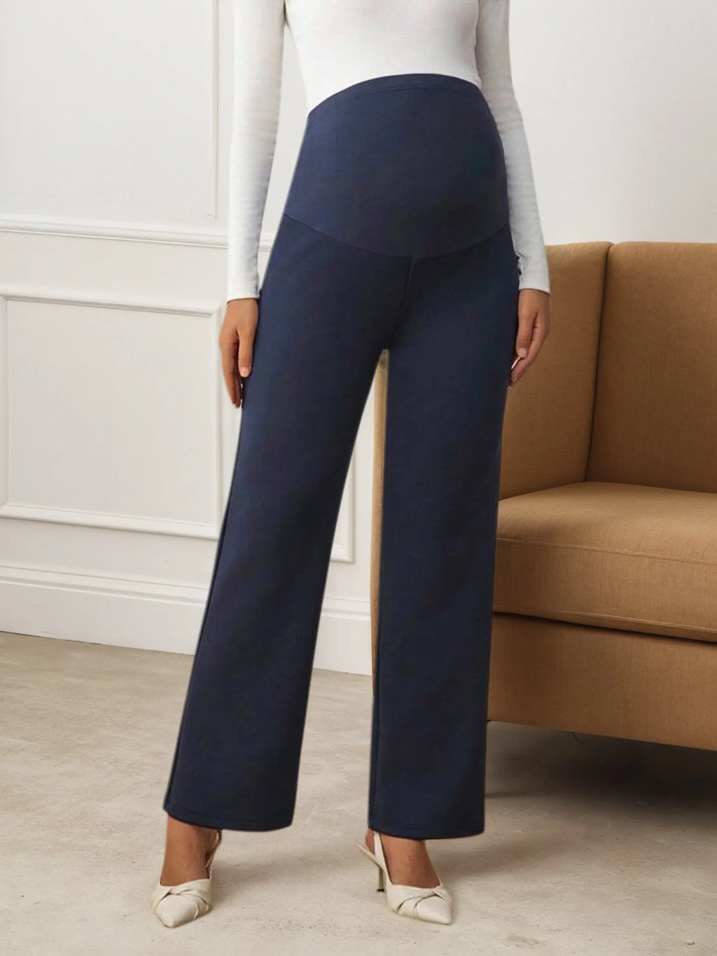 Spring Autumn Maternity Pants High-waist Belly Support Straight Pants Loose Wide-leg Casual Trousers For Pregnant Women Outwear Whispering Desires Shoppe