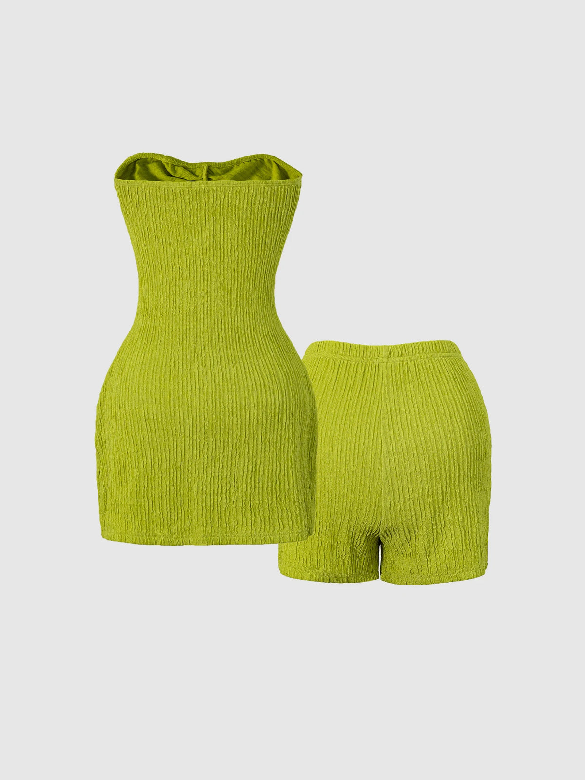 Women's Textured Tube Top and Shorts Set