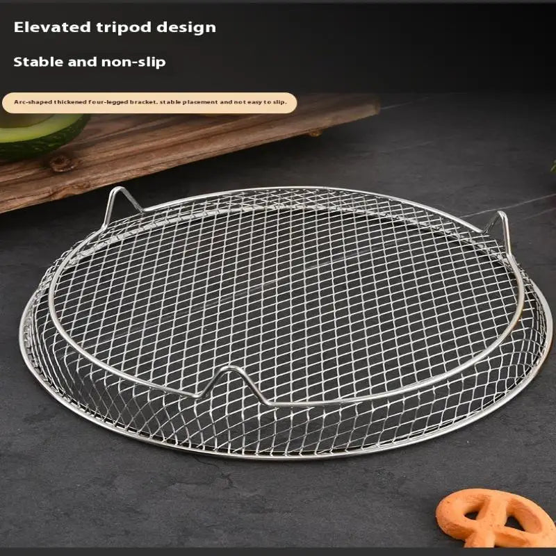 Round Stainless Steel Air Fryer Rack with Feet