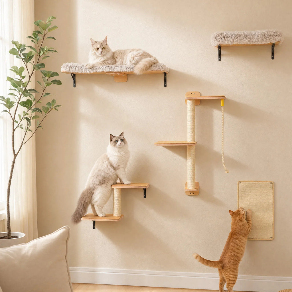 PAWZ Road Five-in-One Wall-Mounted Cat Climbing Set