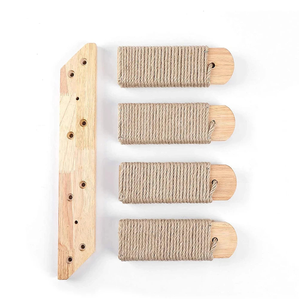 Wall-Mounted Four-Step Cat Climbing Shelf