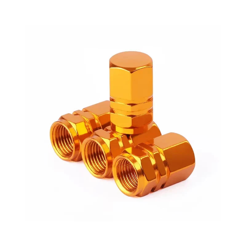 Aluminum Tire Valve Caps with Plastic Liners – Set of 4