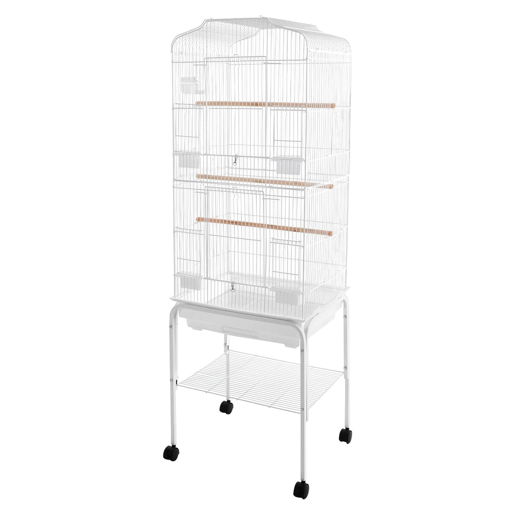 Bird Cage with Rolling Stand & Feeding Bowls