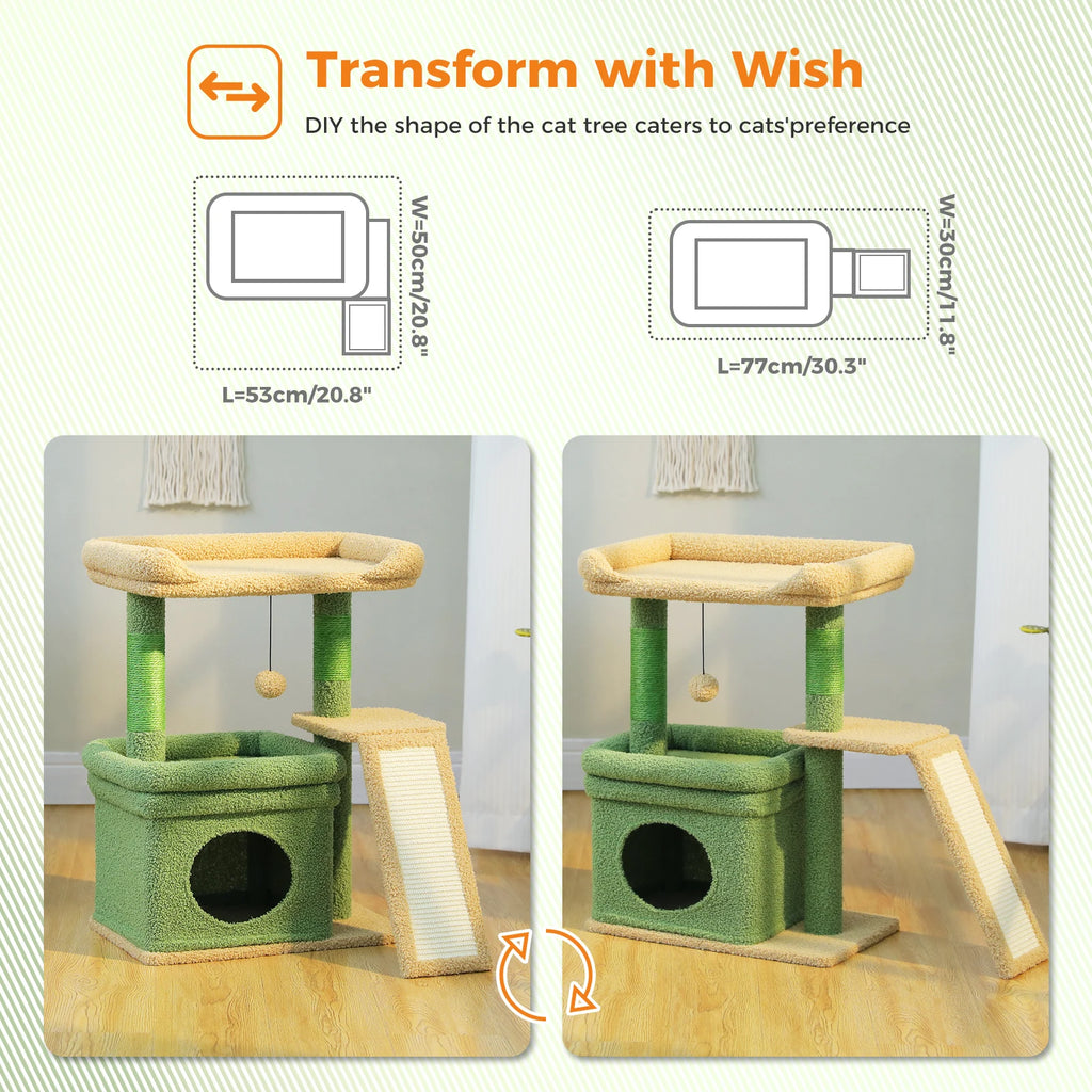 27" Cat Tree with Condo, Perch & Scratching Post