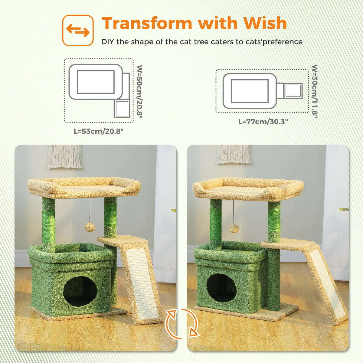 27" Cat Tree with Condo, Perch & Scratching Post