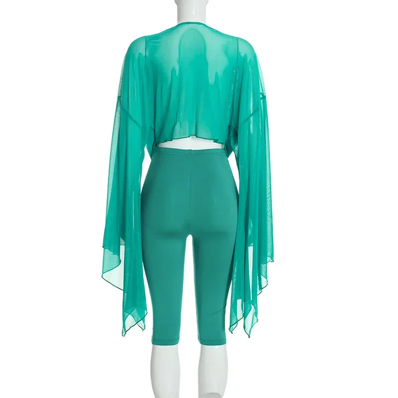Women's Draped V-Neck Crop Top and Capri Set