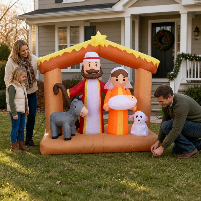 6-Foot LED Inflatable Nativity Scene