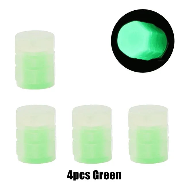 Glow-in-the-Dark Tire Valve Caps – Set of 4