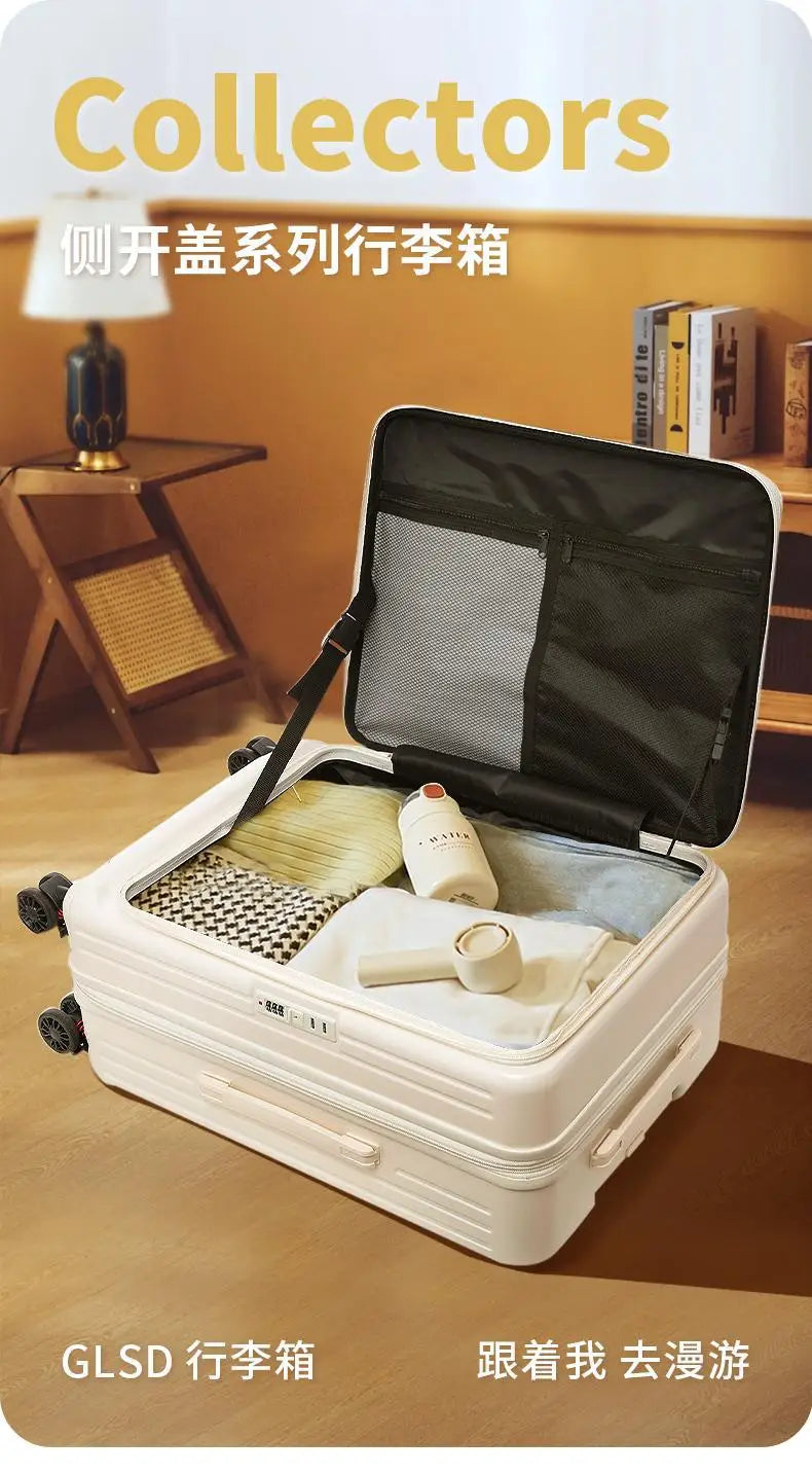 Side-Opening Luggage Boxes Expandable Multi-Functional Rolling Suitcase 20-Inch Travel Suitcases Carry-On Suitcase for Men Women Whispering Desires Shoppe