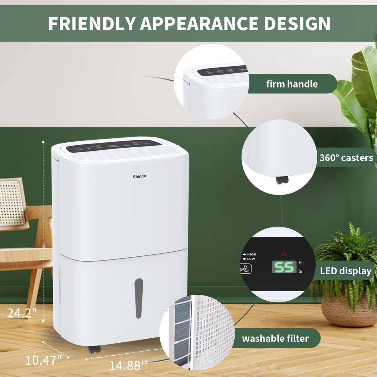 Shinco 150-Pint Large-Room Dehumidifier with Pump