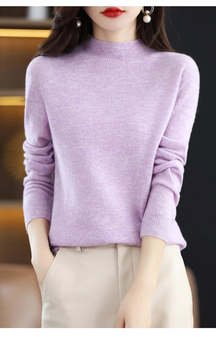 Women's Wool Mock-Neck Knit Sweater