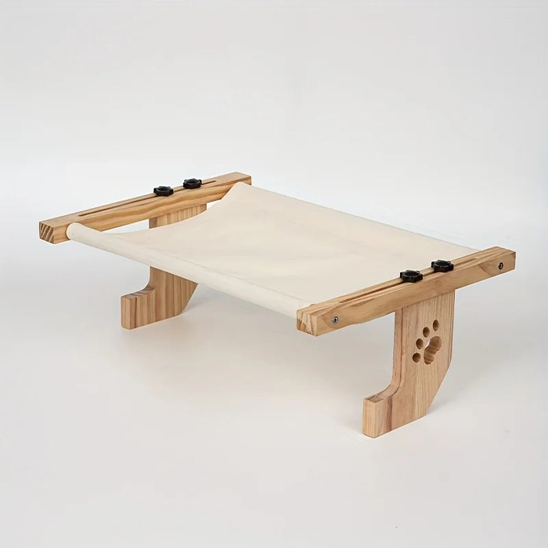 Adjustable Cat Window Perch with Wood & Metal Frame