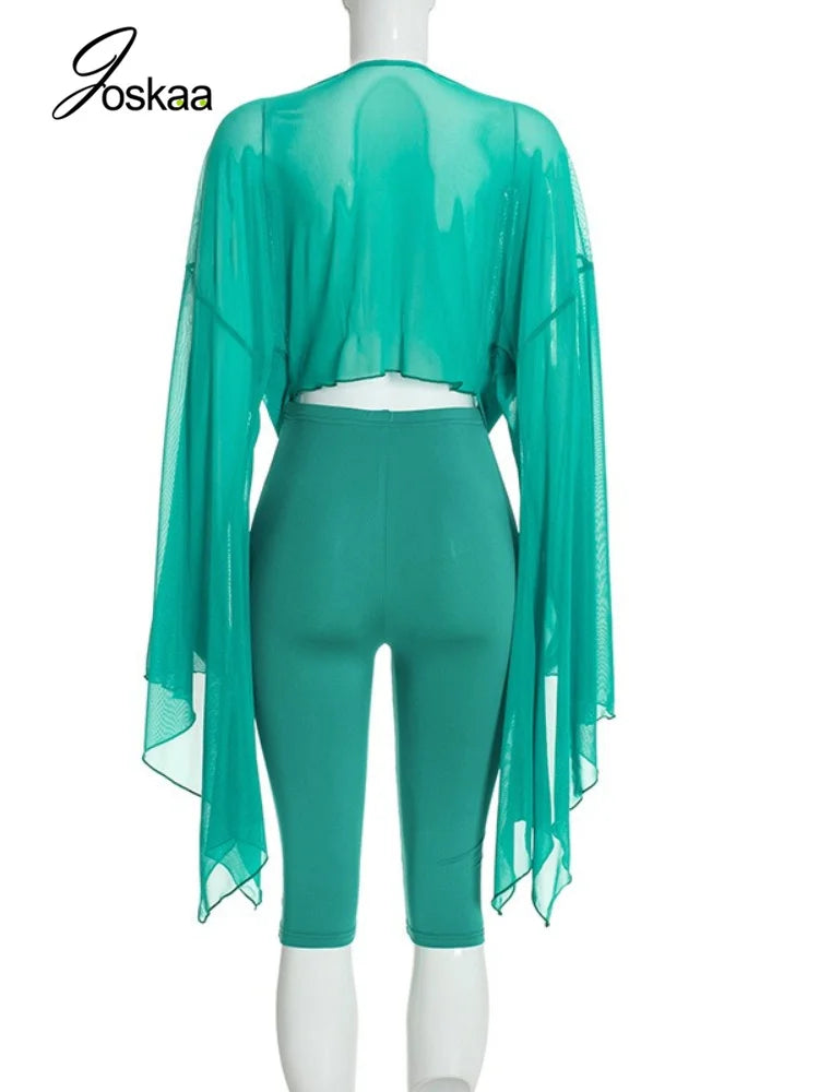 Women's Draped V-Neck Crop Top and Capri Set