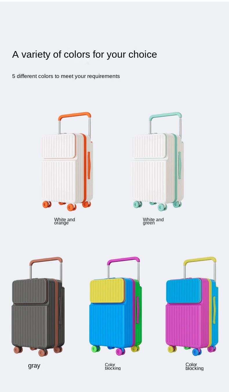 Front-opening Luggage Macaron Colors Pure PC 20 inch Boarding Cabin Suitcase 22/24/26/28 Inch Sturdy and Durable Women's Bags Whispering Desires Shoppe