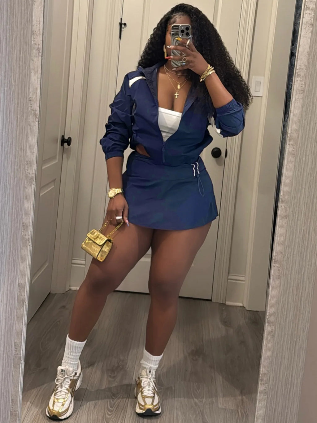 Long-Sleeve Top & Mini Skirt Set
