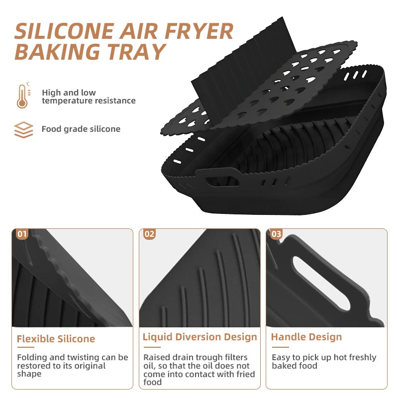 Square Silicone Air Fryer Liner with Divider
