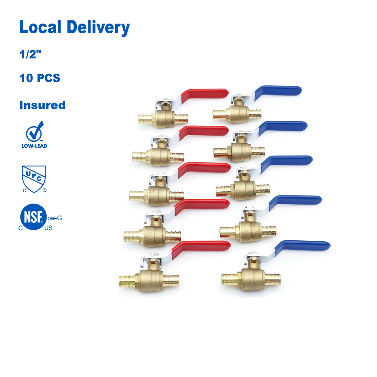 KING SMART 1/2" Full Port PEX Ball Valve, 10-Pack
