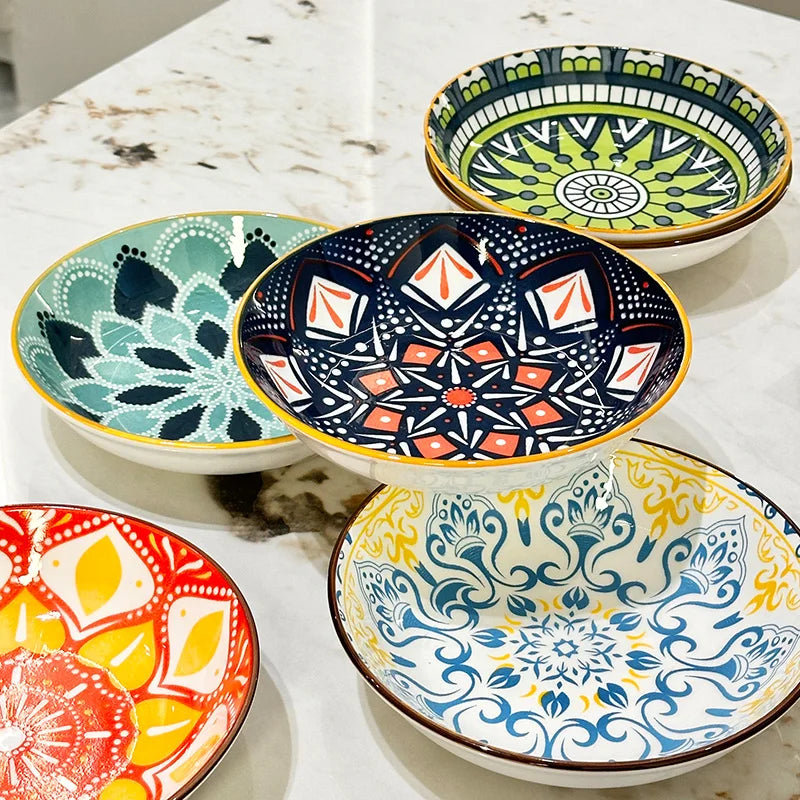 Bohemian Ceramic Plates, 6-Piece Set