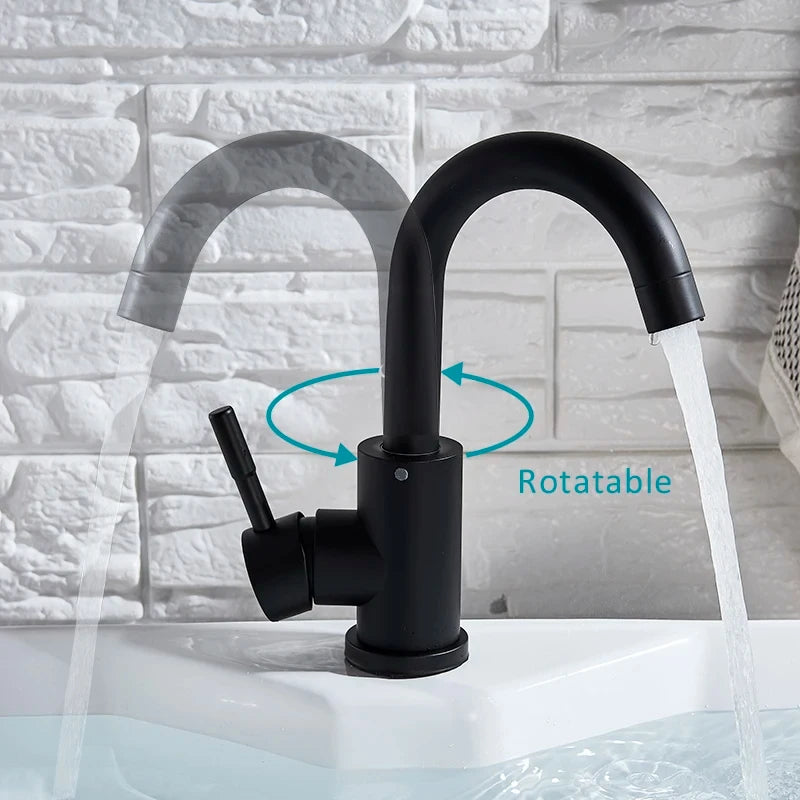 Single-Hole Hot & Cold Bathroom Basin Mixer Faucet