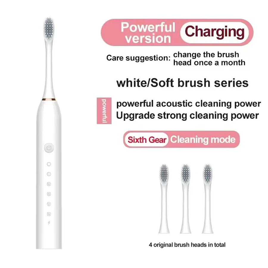 Rechargeable Electric Toothbrush with 4 Brush Heads