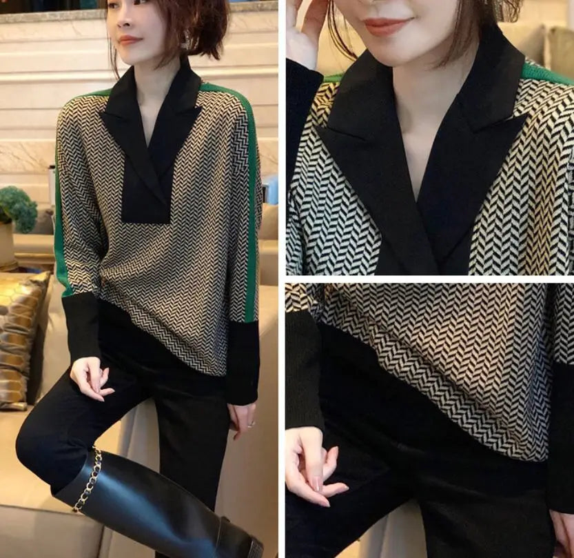Women's Contrast-Color High-Neck Sweater