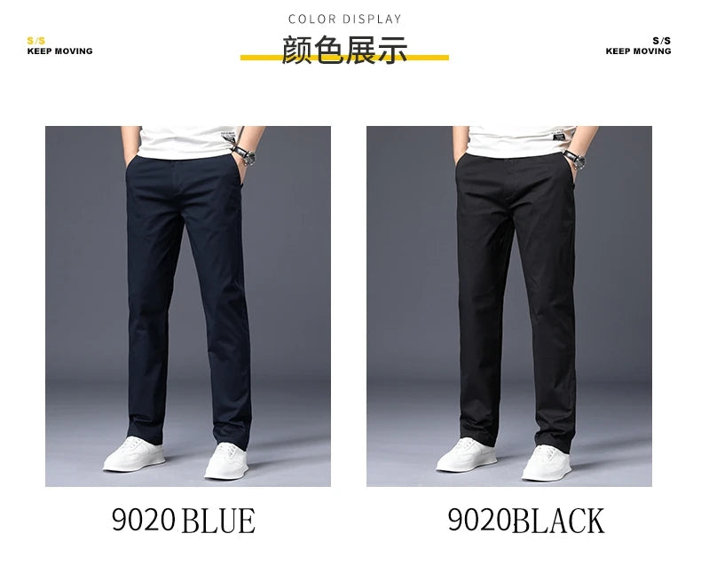 Men's Cotton-Blend Straight-Leg Stretch Pants