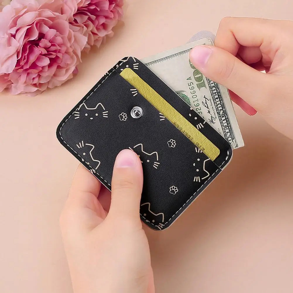 Women's Cat-Print Mini PU Wallet