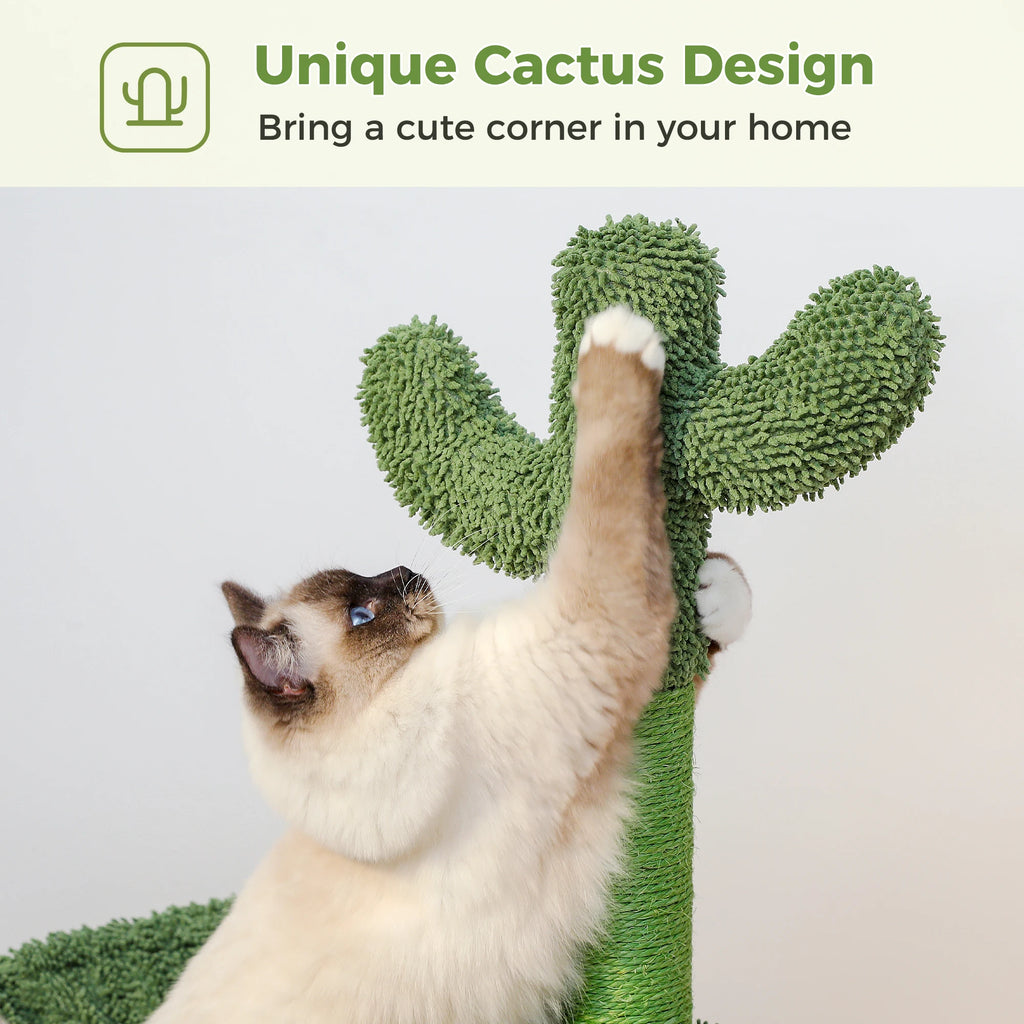 Cactus Cat Tree Small Cat Tower with Spacious Condo,Cozy Hammock,Dangling Ball,Scratching Post Cat Accessories for Indoor Cats Whispering Desires Shoppe