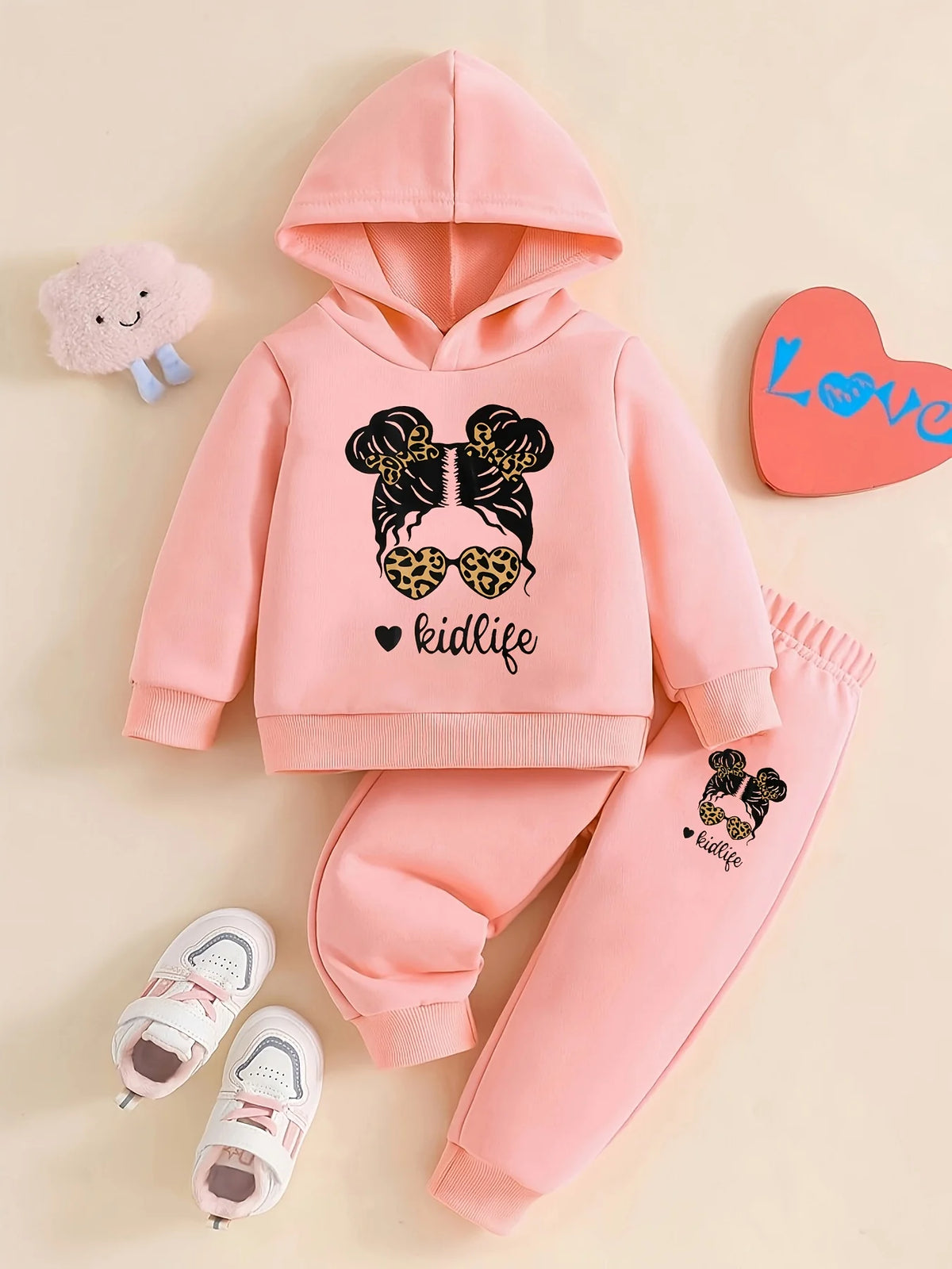 Baby Cartoon Fleece Hoodie and Jogger Set