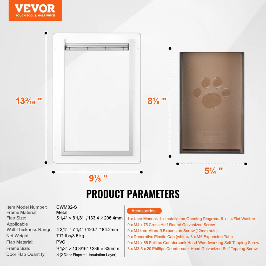 SucceBuy Pet Door Metal Frame with Lock and 3-Flap System Weatherproof Doggy Door Easy to Install in Interior or Exterior Walls Whispering Desires Shoppe
