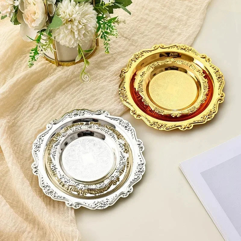 Vintage-Style Stainless Steel Dessert Plates