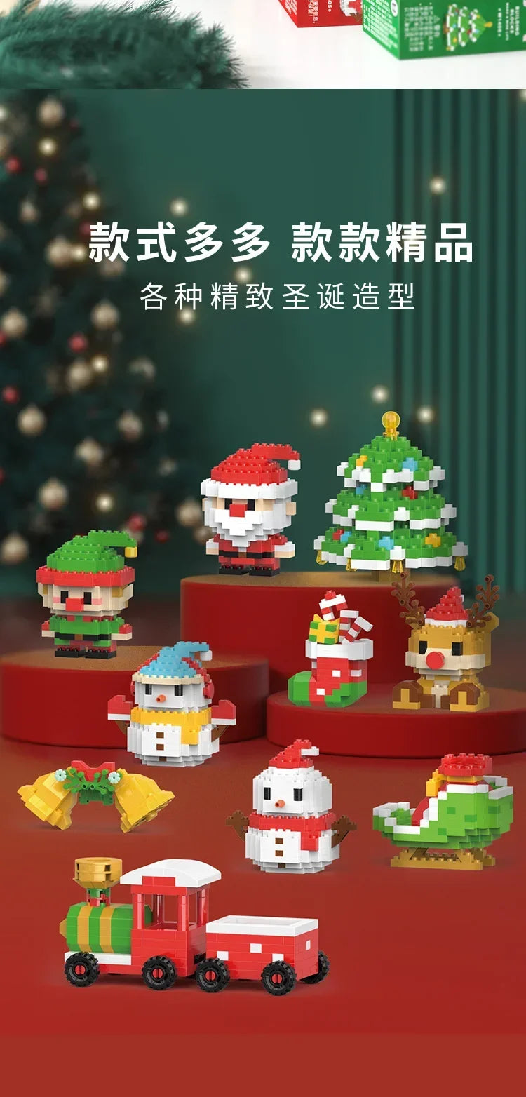 Santa & Reindeer Holiday Micro Building Block Sets