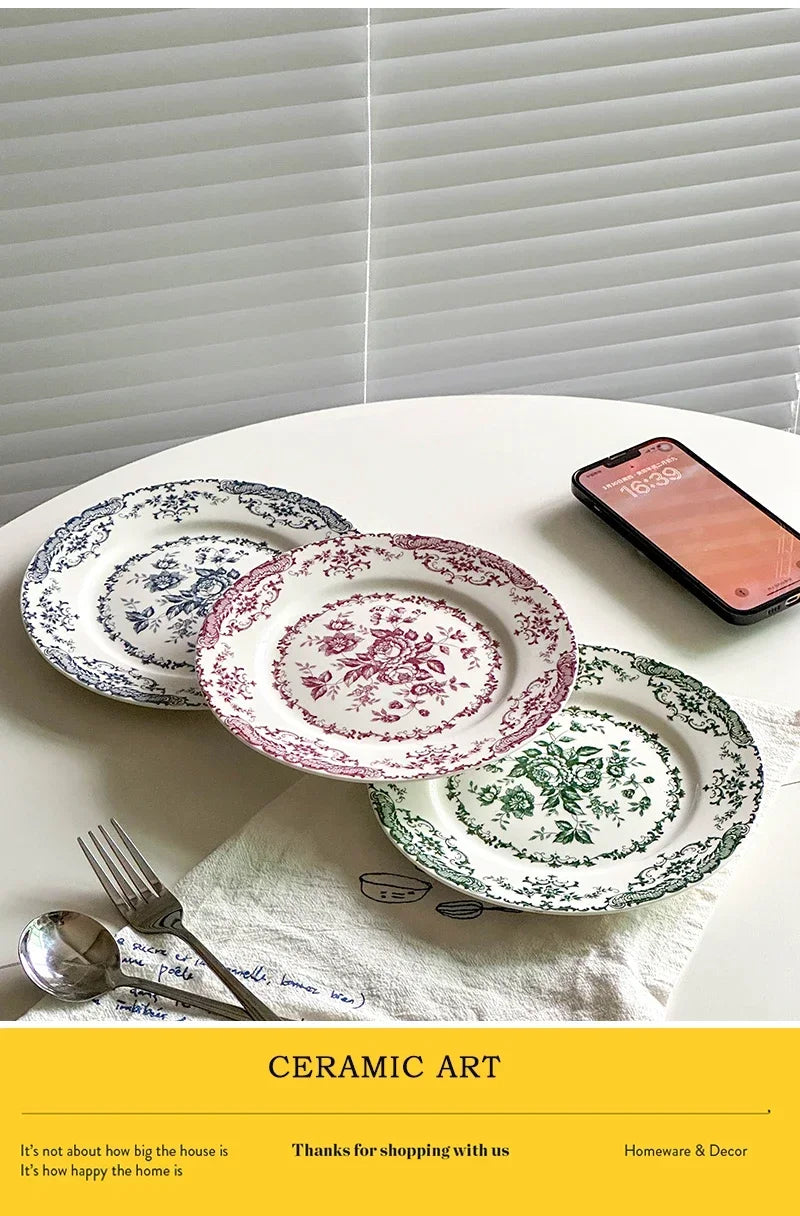 Vintage Rose Ceramic Plates — 20 or 25 cm