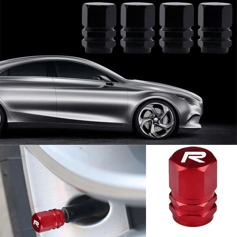 Aluminum R-Emblem Tire Valve Caps – Set of 4