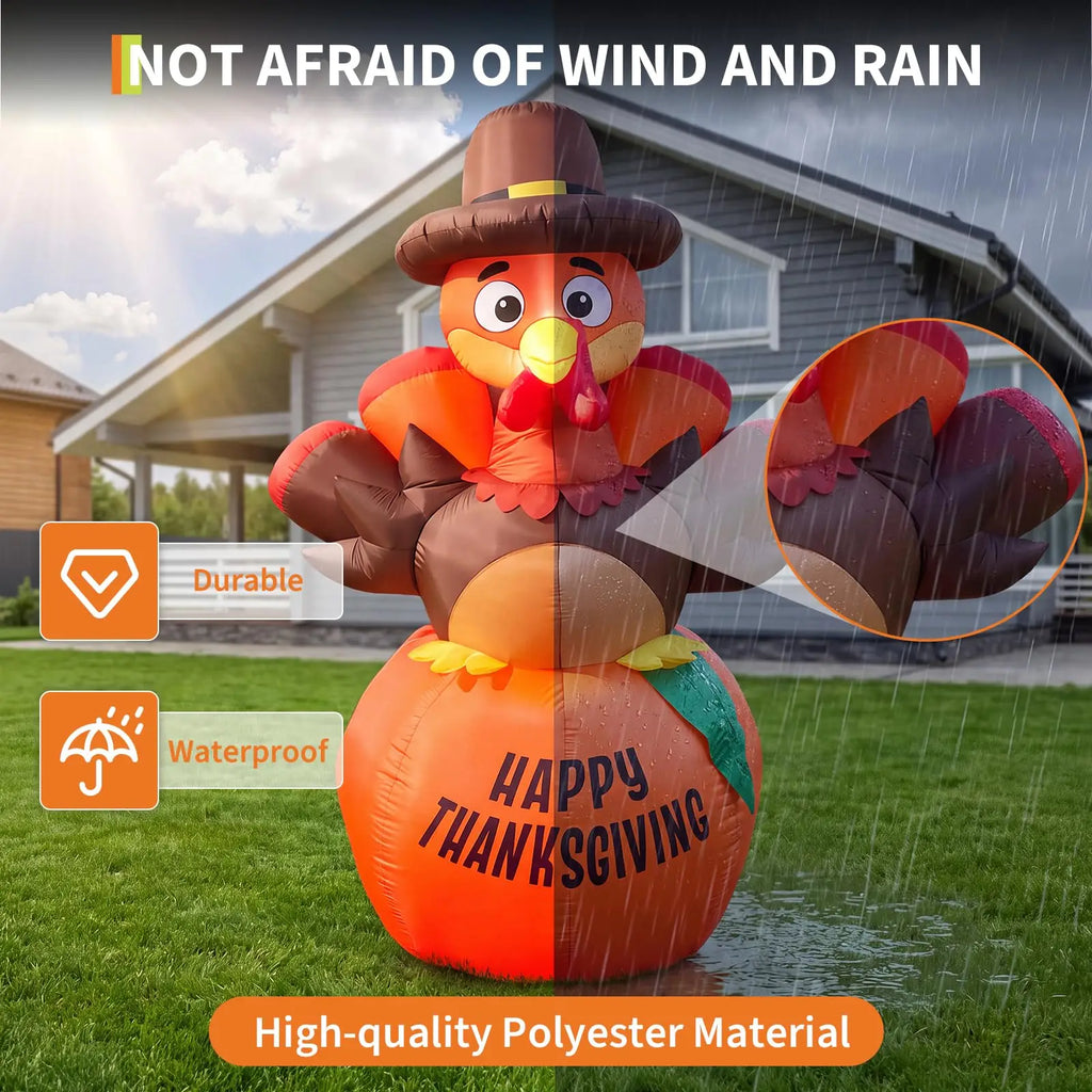 6-Foot Thanksgiving Turkey & Pumpkin Inflatable