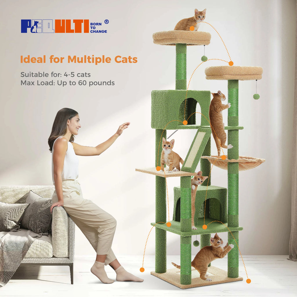 Multi-Level Cat Tree with Scratching Posts, Cozy Condo, Hammock, Large Cat Tower for Indoor Cats, Cat Scratching Board, Cat Toys Whispering Desires Shoppe