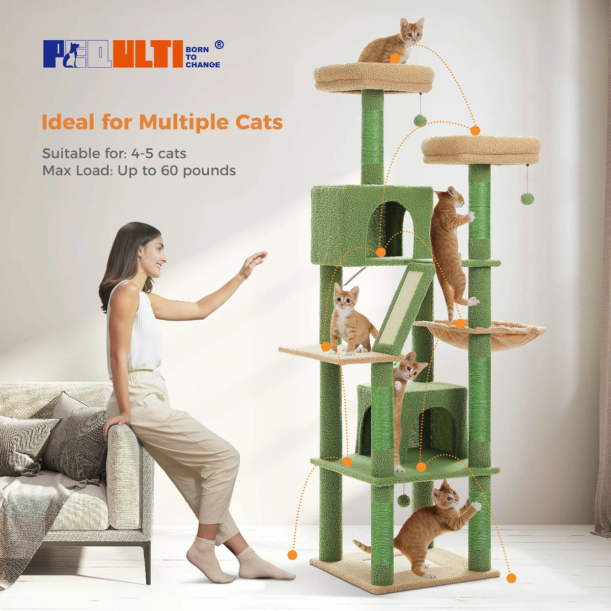 Multi-Level Cat Tree with Scratching Posts, Cozy Condo, Hammock, Large Cat Tower for Indoor Cats, Cat Scratching Board, Cat Toys Whispering Desires Shoppe