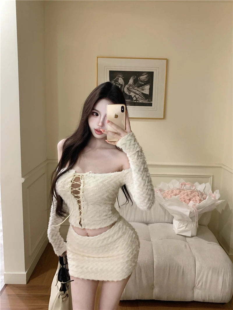 Cross-Strap Knit Top & Mini Skirt Separates