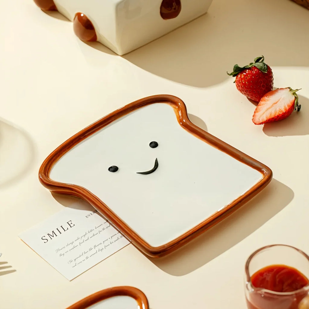 Toast-Design Ceramic Tableware with Storage Box