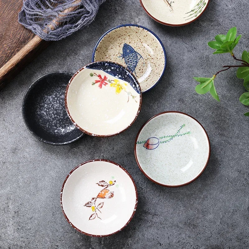 Flower and Bird Ceramic Sauce Dish — 9.5 cm