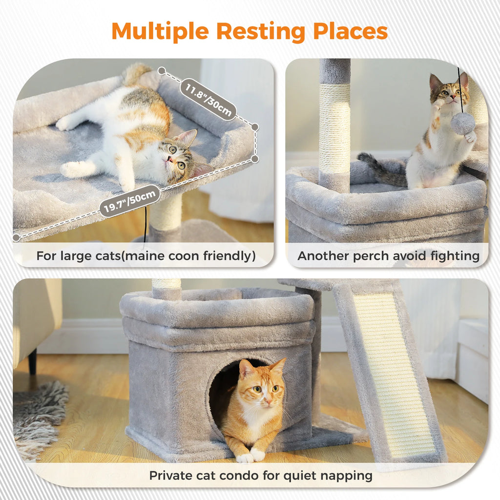 27" Cat Tree with Condo, Perch & Scratching Post