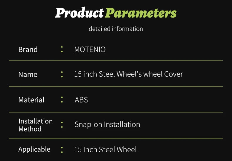 MOTENIO 15-Inch Wheel Covers – Set of 4