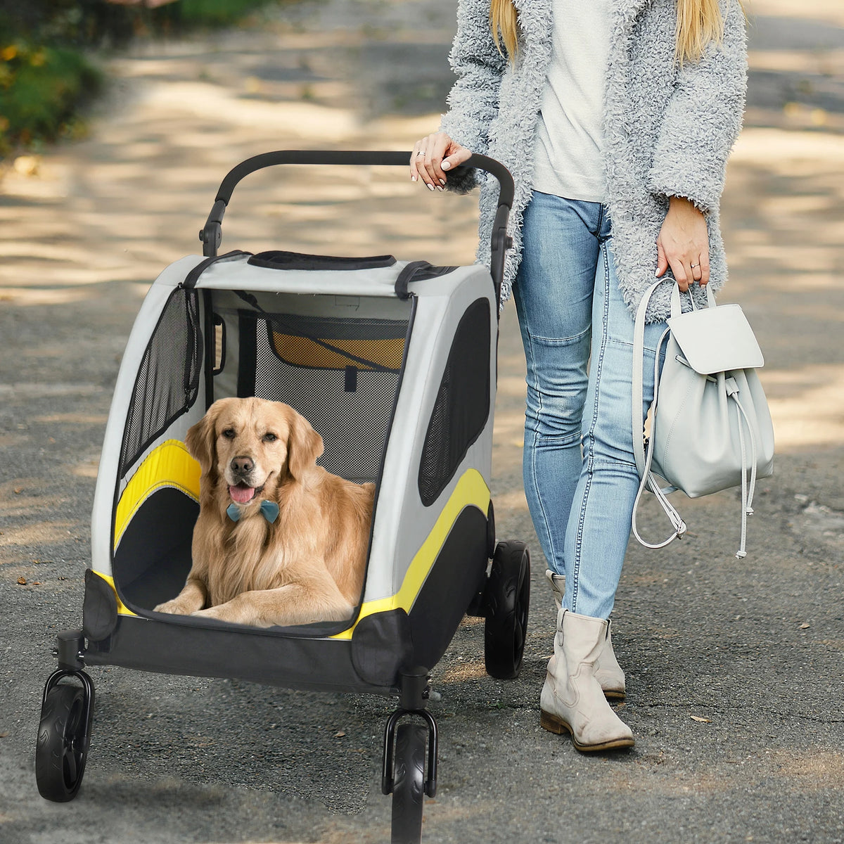 Foldable Four-Wheel Pet Stroller