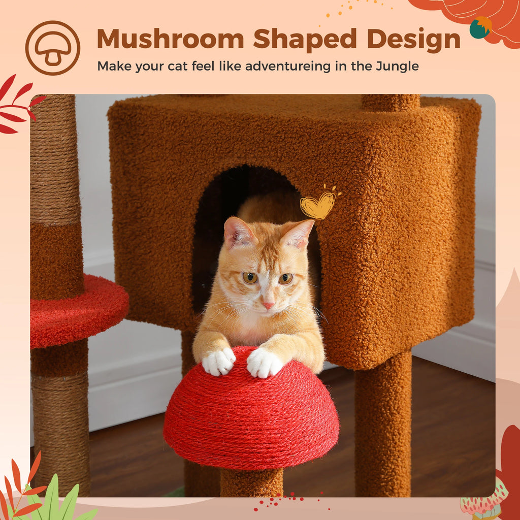 Brown Adjustable Floor-to-Ceiling Cat Tree