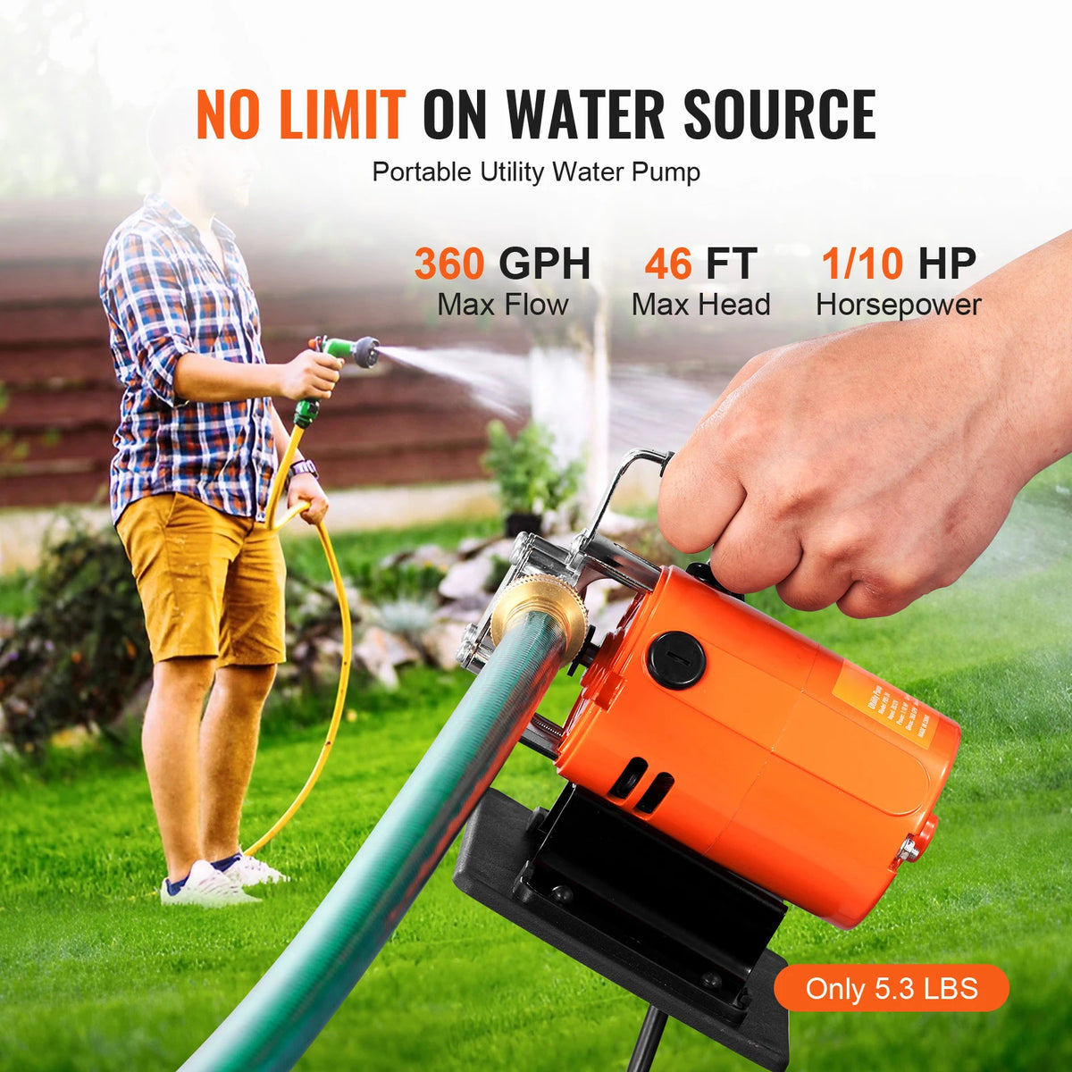 SucceBuy 120V 360 GPH Portable Water Transfer Pump