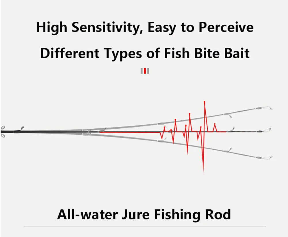 Carbon Fishing Rod with Two Tips — 1.8, 2.1 or 2.4 m
