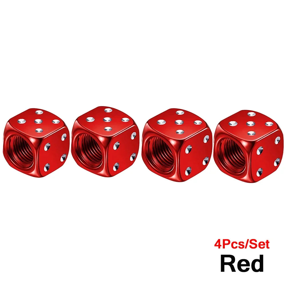 Aluminum Dice Tire Valve Caps – Set of 4