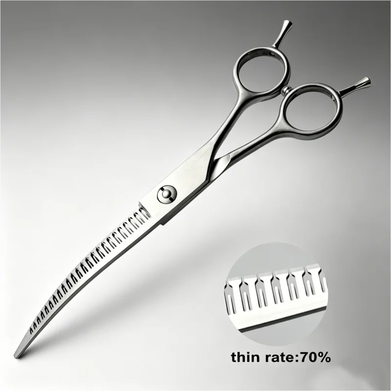 Wingsbro 7'' Curved Chunkers Shears Curved Thinning Shears Stainless Steel Dog Grooming Cat Curved Scissors Light Weight Special Whispering Desires Shoppe
