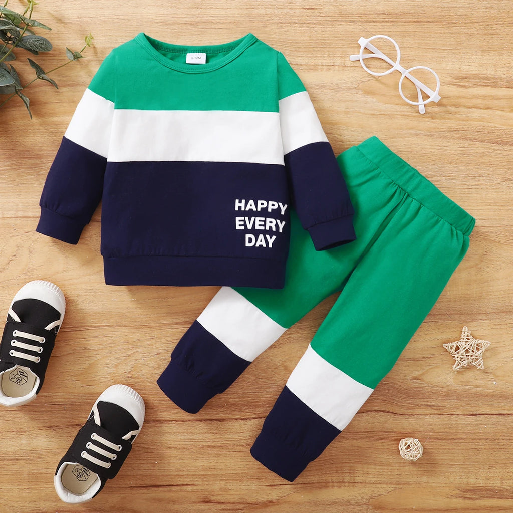 Baby Printed Long-Sleeve Top and Pants Set